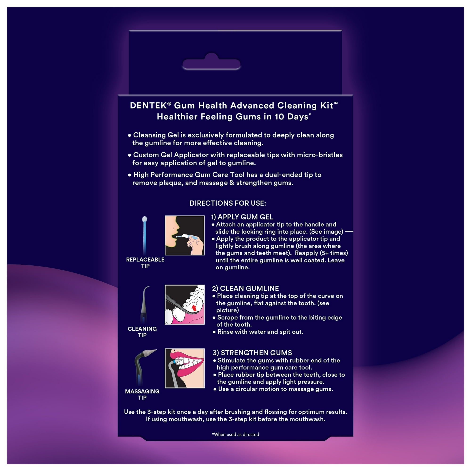 DenTek Gum Health Advanced Cleaning Kit, Oral Care Hygiene Kit, Gum Cleansing Gel, Gum Massager, and Plaque Scraper Dental Tools