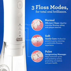 GuruNanda Dental Water Flosser 4.0 with Concentrated Mouthwash Pods - 300mL Tank - White