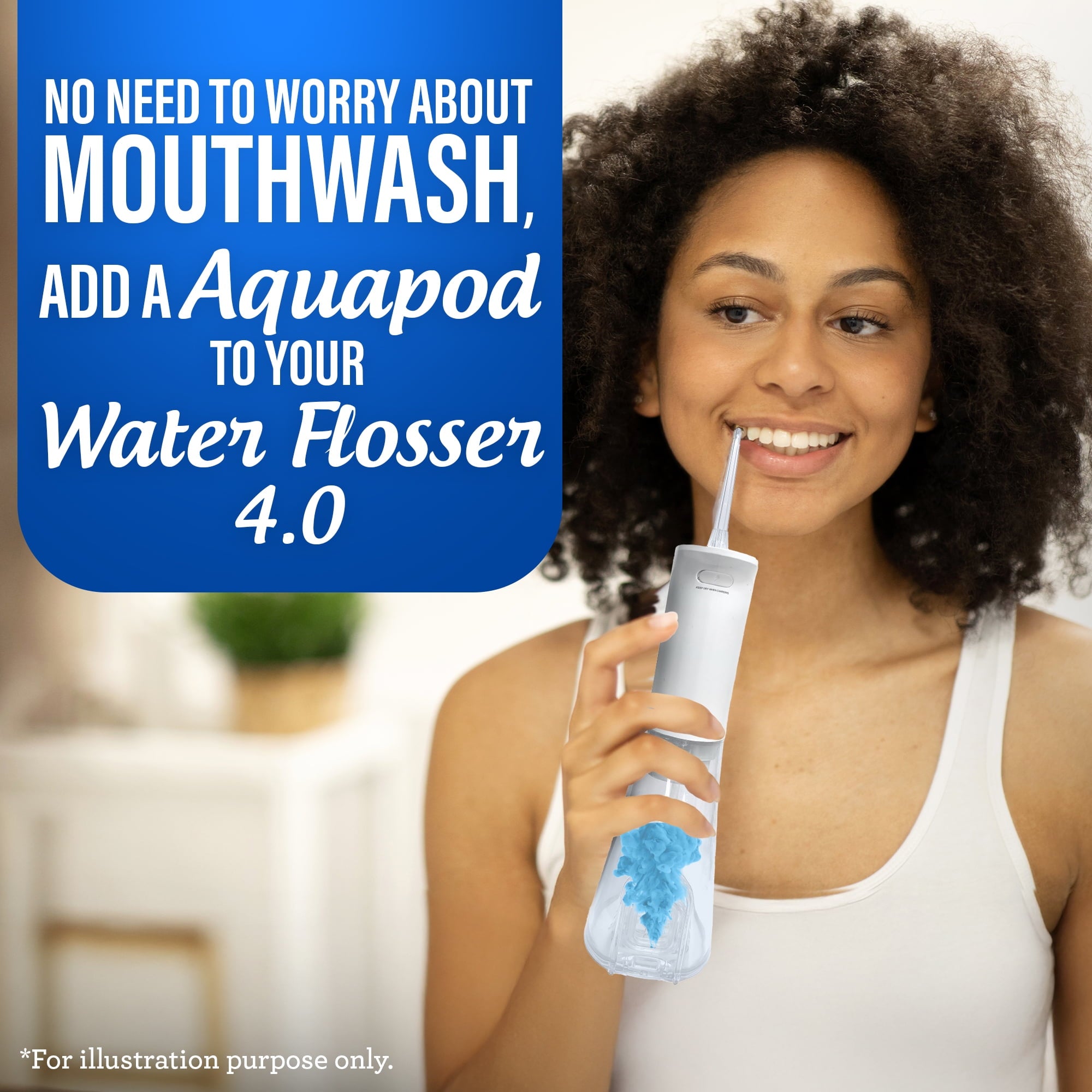 GuruNanda Dental Water Flosser 4.0 with Concentrated Mouthwash Pods - 300mL Tank - White